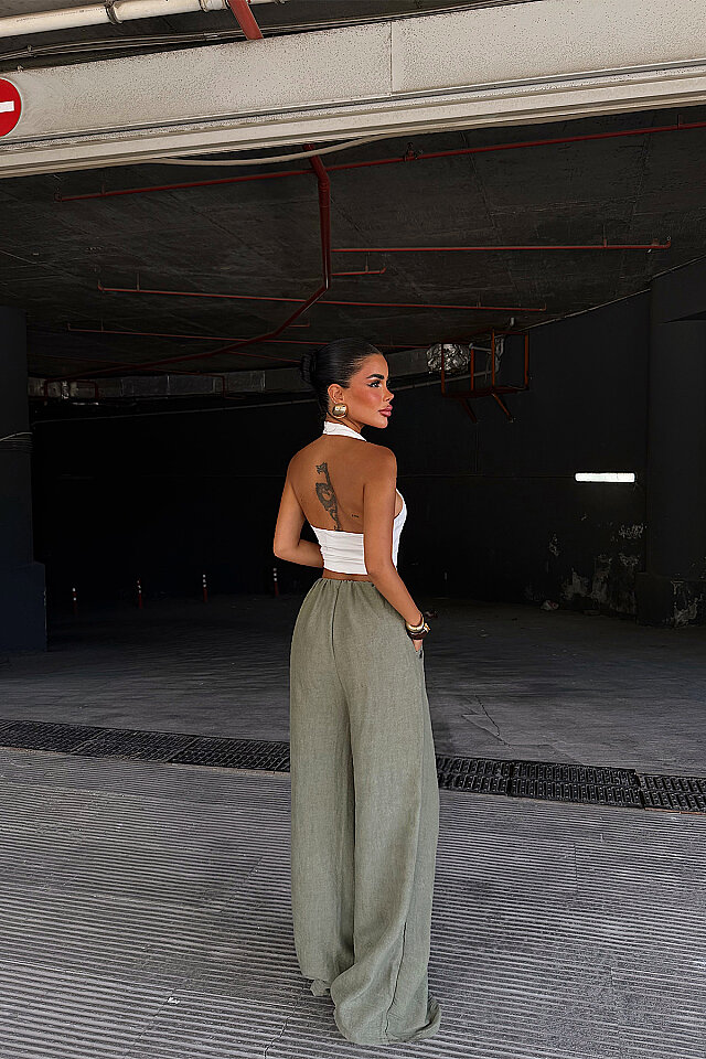 Yeşil Bağlamalı Pantolon 