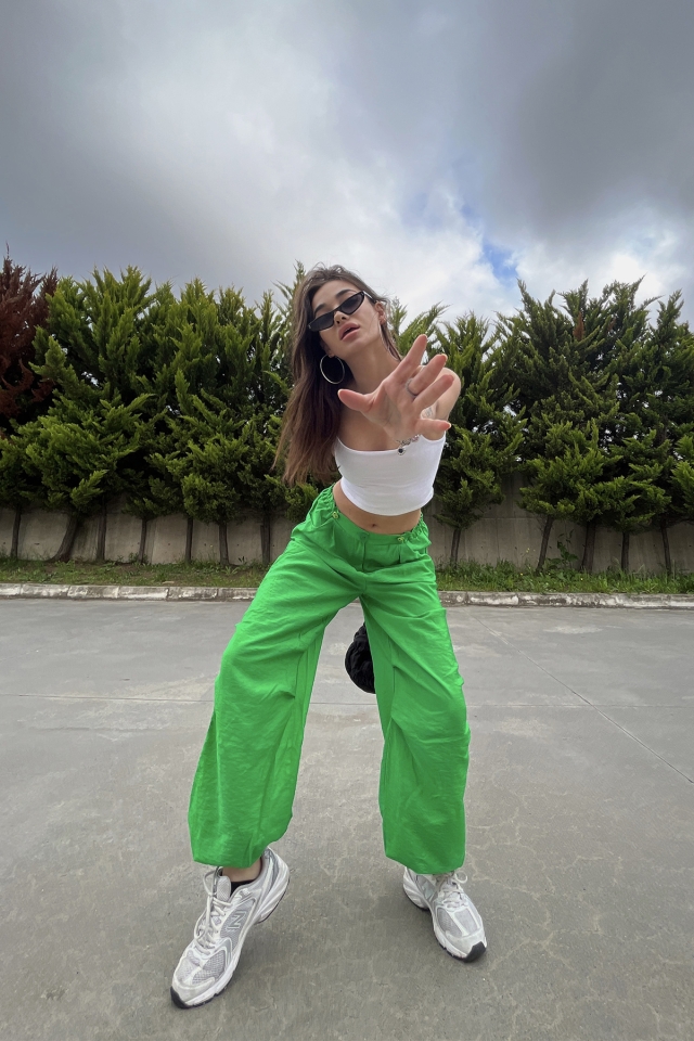Yeşil Bağlamalı Pantolon ATE6693