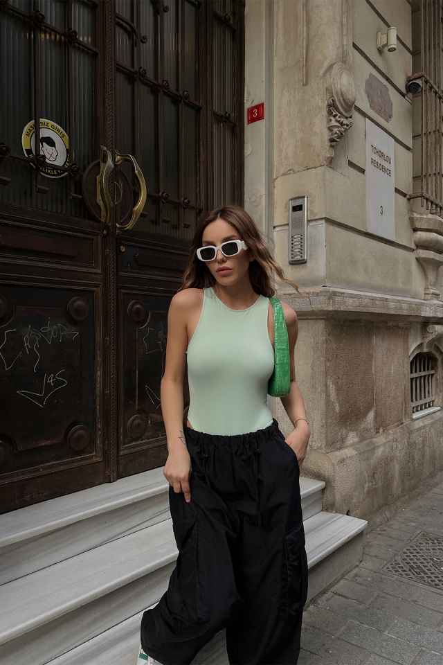Yeşil Basic Bodysuit ATE4452
