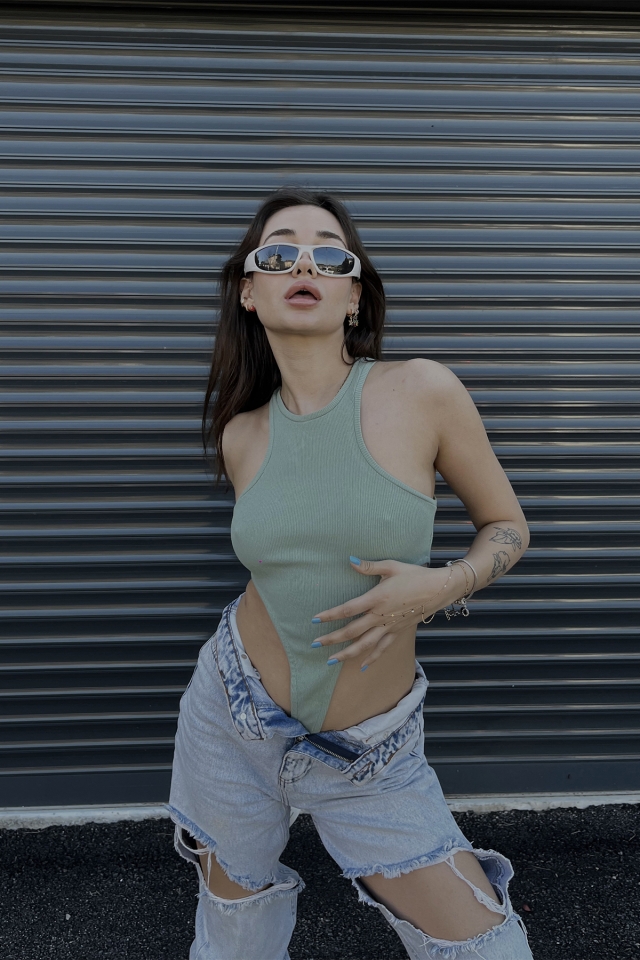 Yeşil Basic Bodysuit  ATE4936