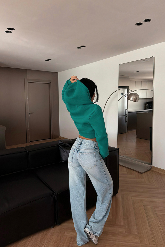Yeşil Caiden Crop Hırka