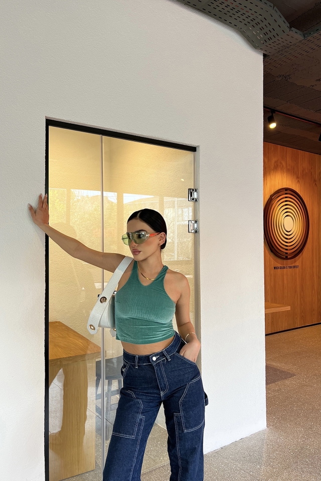Yeşil Fitilli Askılı Crop Top ATE3727 - EYYO
