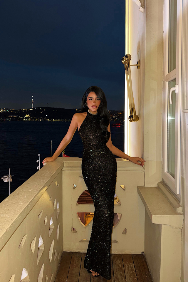Yeşil Shion Payetli Elbise ATE-4372