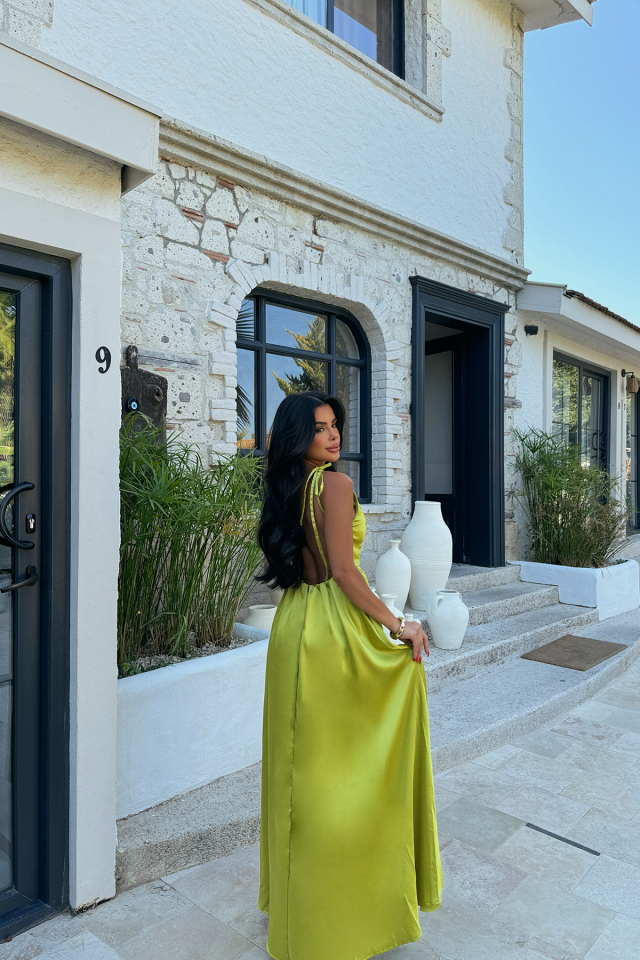 Yeşil ANAİS SIRT DEKOLTE ELBİSE ATE-1229