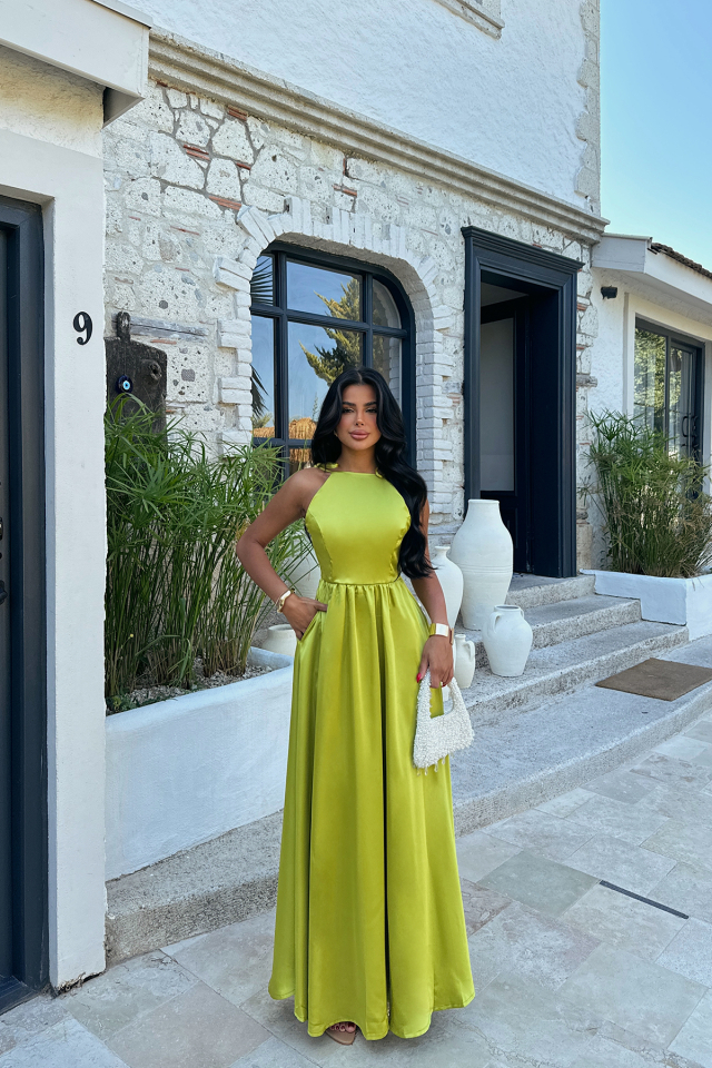 Yeşil ANAİS SIRT DEKOLTE ELBİSE ATE-1229
