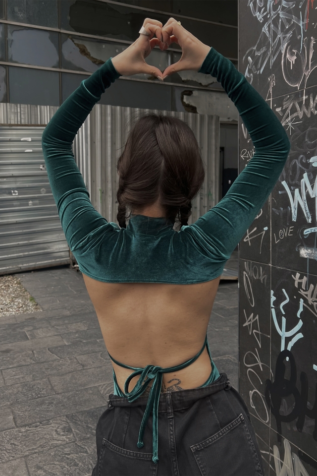 Yeşil Sırt Detay Bodysuit ATE3532