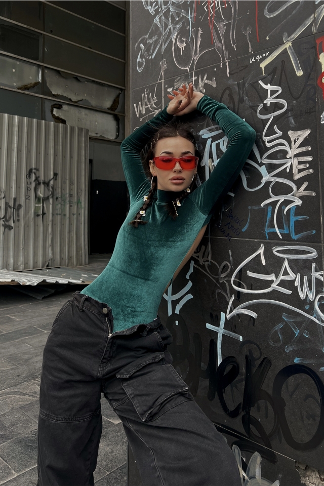 Yeşil Sırt Detay Bodysuit ATE3532