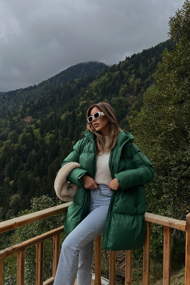 Yeşil Şişme Uzun Mont ATE2083