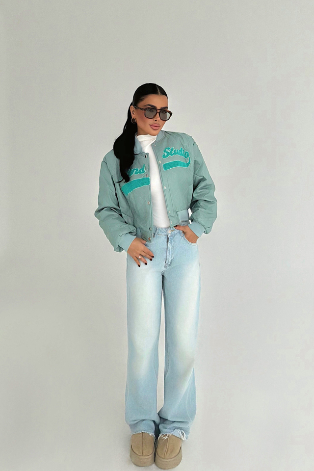 Yeşil Standy Bomber Ceket ATE-3814