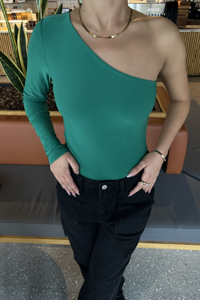 Yeşil Tek Kol Bodysuit ATE2608