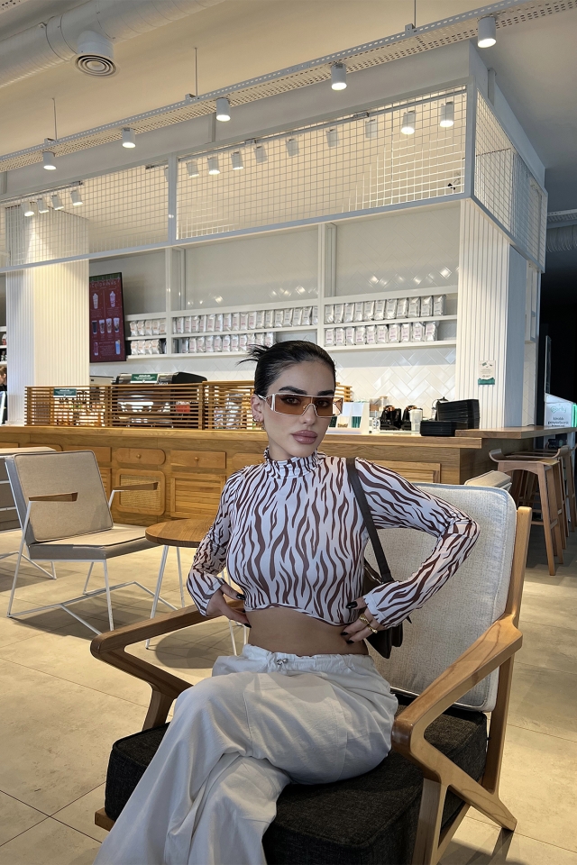 Zebra Desen Crop Top ATE4004