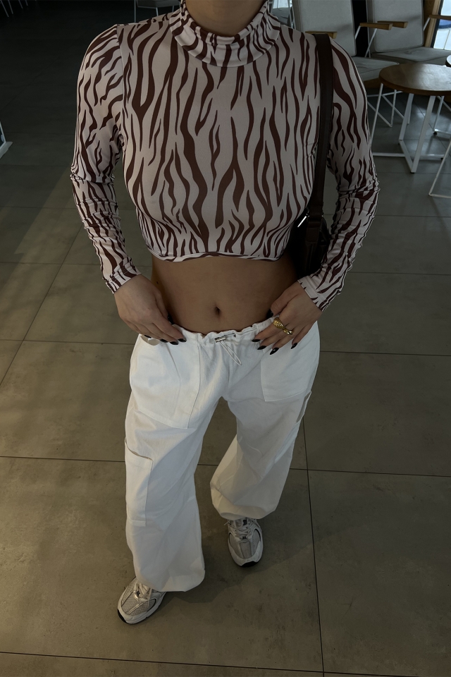 Zebra Desen Crop Top ATE4004