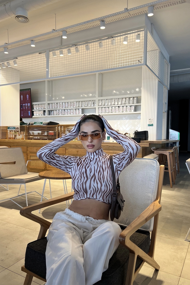 Zebra Desen Crop Top ATE4004