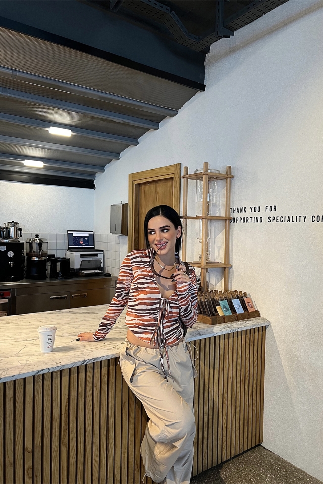 Zebra Gömlek Yaka Önden Bağlamalı Bluz