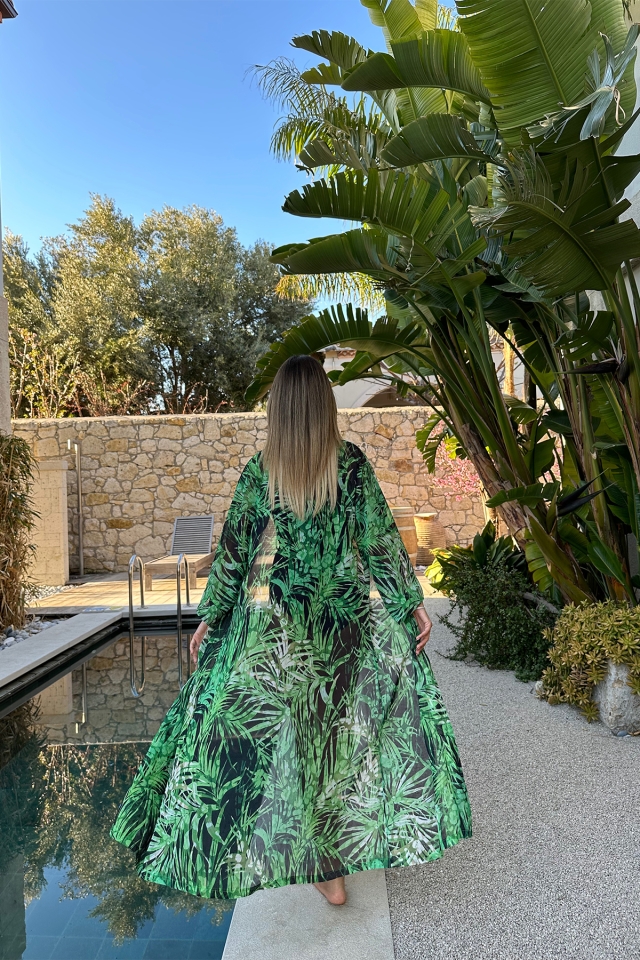 Zylle Yeşil Desenli Kimono ATE4911